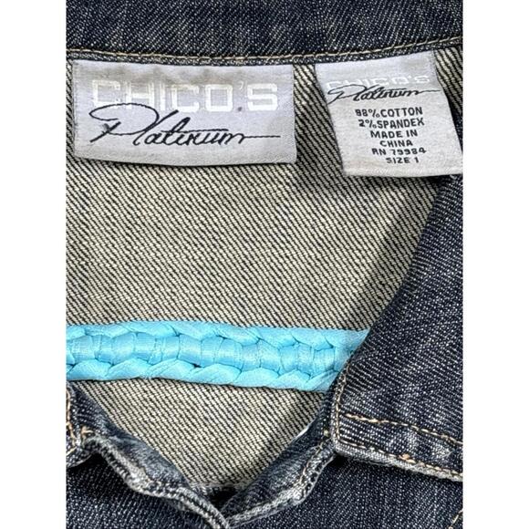 Woman’s Size Medium Harley Davidson Jean Jacket, Chicos Platinum Tag. With Flair - Picture 9 of 14
